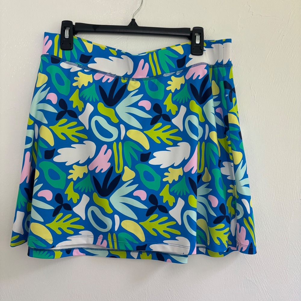 NWT Mary Square Charleston Coral Women's Crazy Blue UPF 50 Skort sz Large